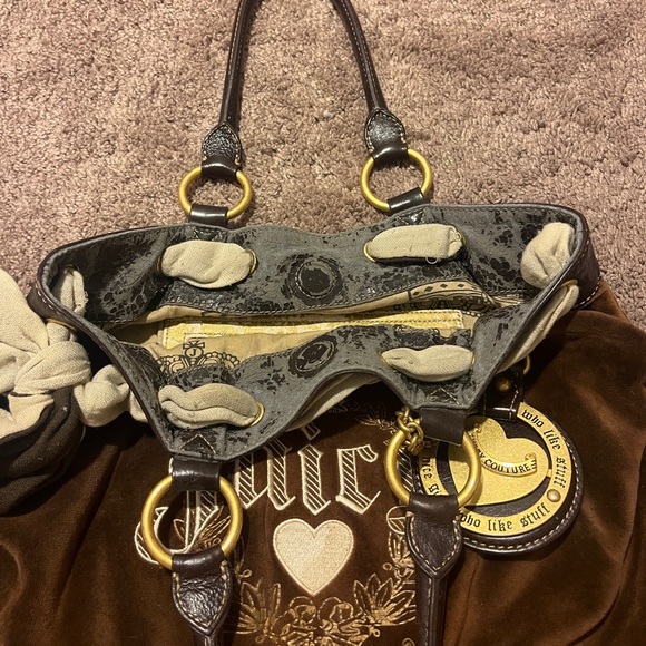 Juicy Couture Brown & Gold Velour Daydreamer Large Bag - Picture 4 of 7